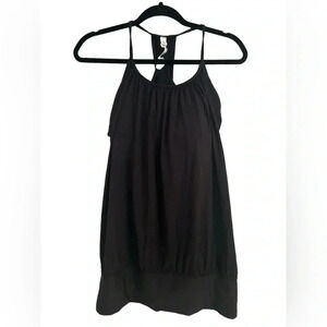 Lululemon No Limits Tank Top With Built In Bra Black Yoga Mesh Airy Size 8
